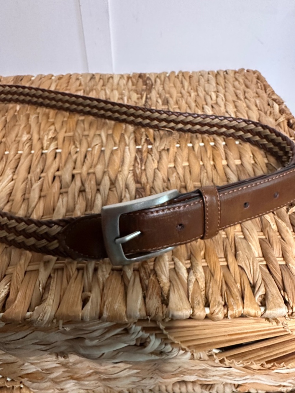 Men's Brown Braided Leather Belt - Classic Casual Style